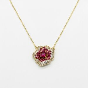 PINK GOLD FLORAL CZ NECKLACE